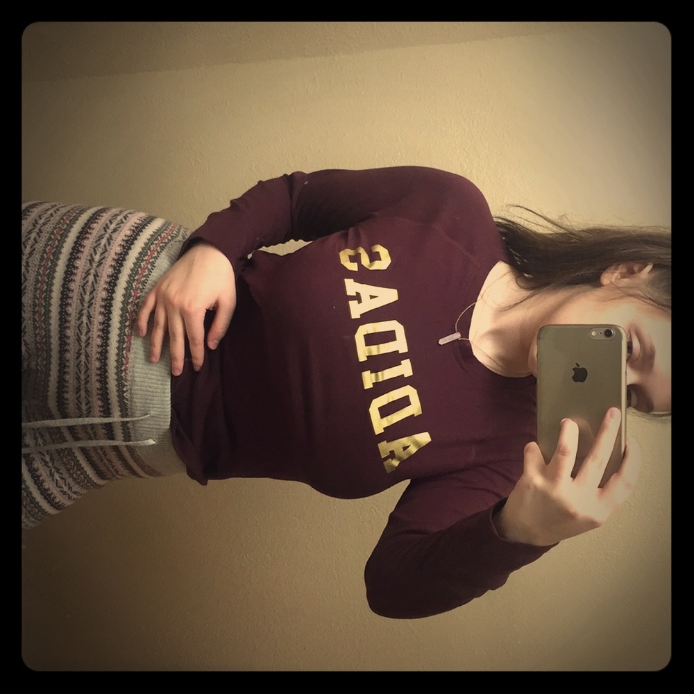 Long sleeve Maroon and Gold Adidas shirt